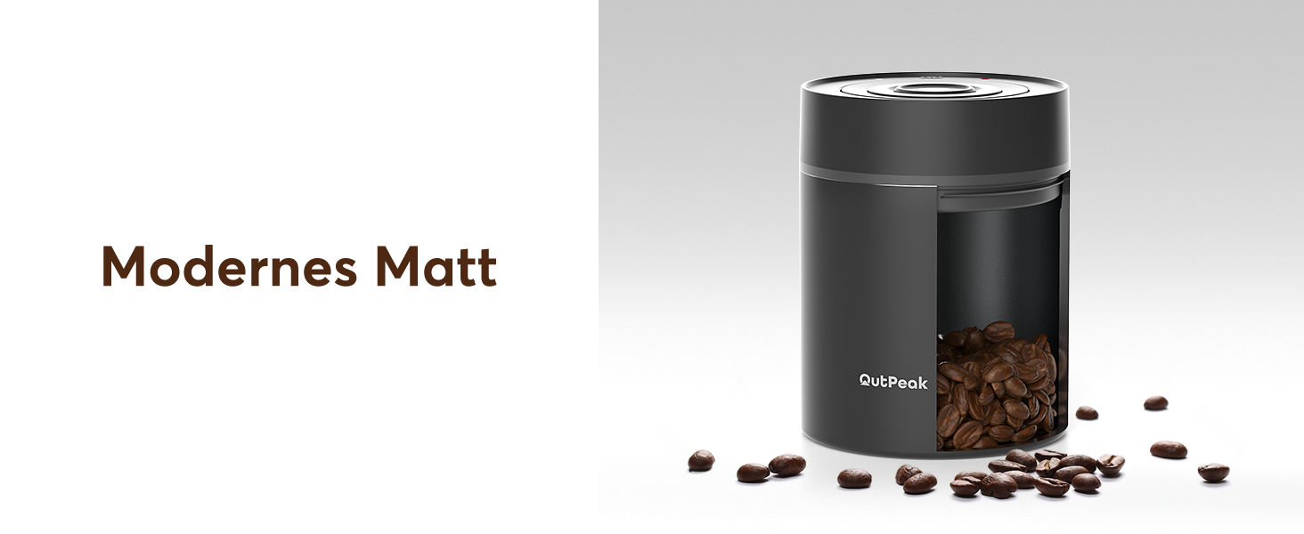 OUTPEAK Neo 2025 Kilo Auto-Vakuum-Kaffeedose: Контейнер для кави з авто-вакуумним насосом, 1,5 л, для 500 г кавових зерен, з кнопкою, з нержавіючої сталі, для бариста, подарунок (великий, матовий чорний)