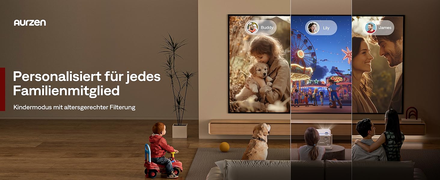 Aurzen Boom Mini 4-в-1 Smart Beamer з Google TV, 4K, проєктор для дому та на вулицю, 20W Dolby Audio, 500 ANSI, ToF автофокус, корекція трапеції, Wi-Fi/Bluetooth, підтримка смартфонів (кремовий)