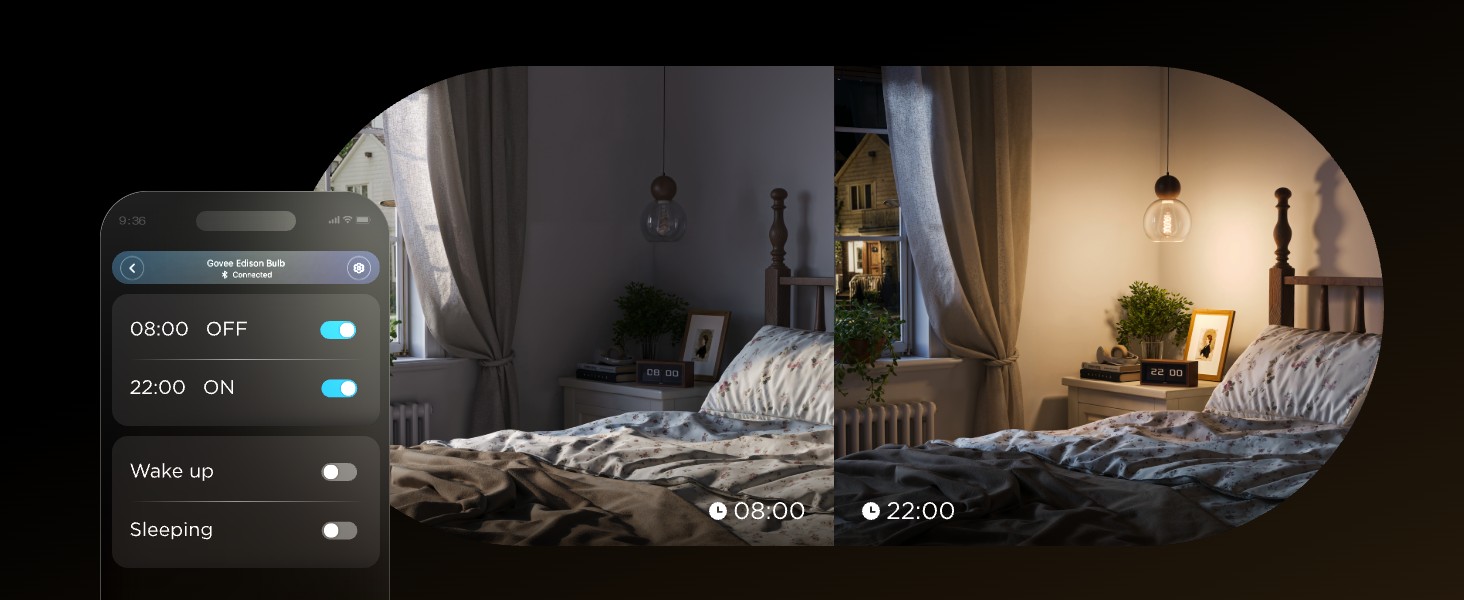 Розумна LED лампа Govee Smart Edison E27 RGBWW, 500лм, димнування, форма ST64, набір 2 шт