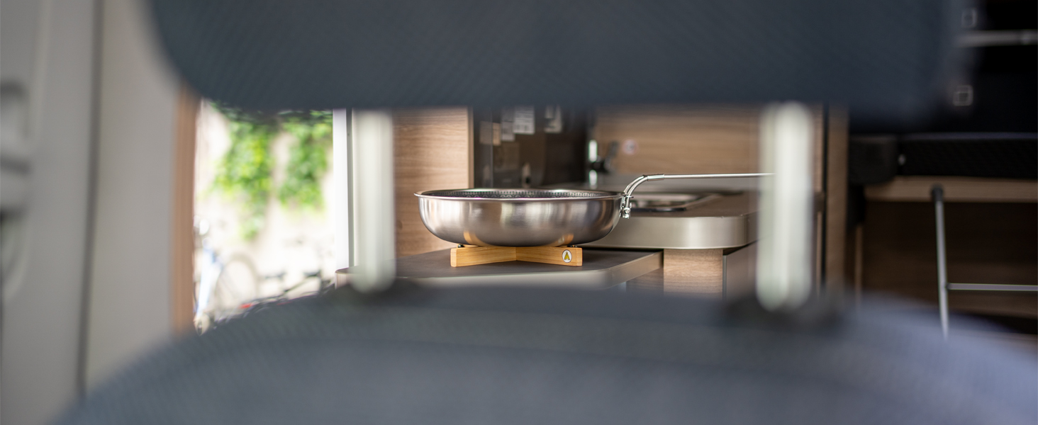 Набір кухонного посуду Campo Libre Enzo I з нержавіючої сталі для кемпінгу | Індукційний посуд для відпочинку на природі | Набір каструль та сковороди для кемпінгу | 6 предметів або (сковорода з покриттям - 24см)