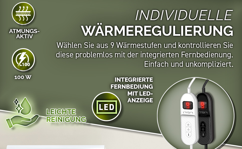 Електрична грілка з плюшу 200x180 см, сертифікат TÜV SÜD GS | З таймером, 9 температурних режимів, відключенням, цифровим дисплеєм, пральна до 40°C, бордовий колір