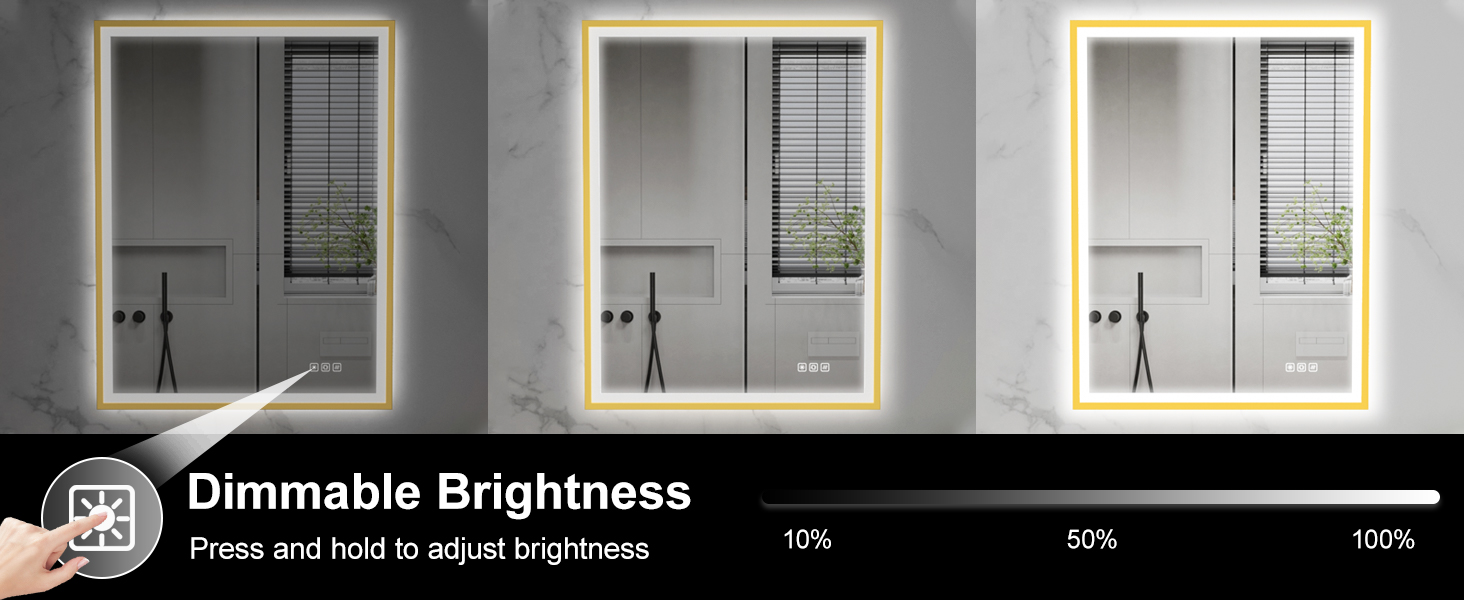 Круглий LED дзеркало для ванної кімнати Furduzz з підсвічуванням, 700 мм, настінний, сенсорний вимикач, регулювання яскравості, 3 кольори, проти запотівання, інтелектуальна пам'ять (модель 2, золота рамка, 70 x 50 см)