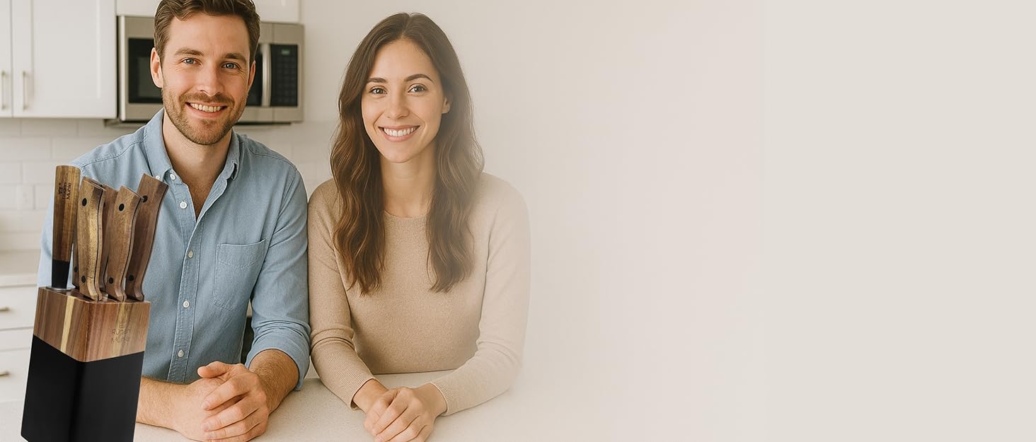 Набір ножів Rügen Mühle Premium Design 7 предметів з акації та нержавіючої сталі, з підставкою (Messerblock)