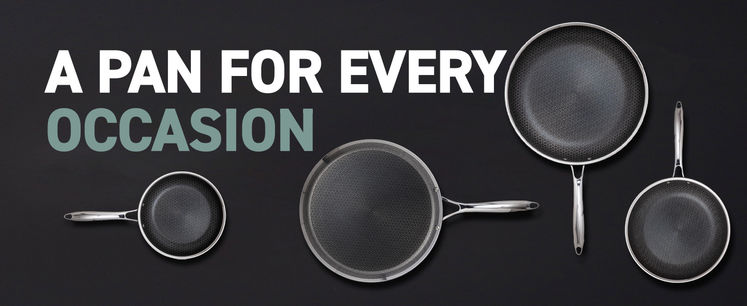 Сковорода HexClad Hybrid з антипригарним покриттям та кришкою, 4.5 л, сумісна з індукцією та будь-якими плитами, можна мити в посудомийній машині та використовувати в духовці