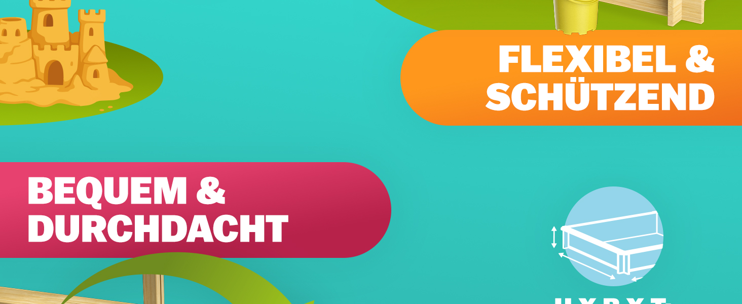 Пісочниця Spielwerk Samu з дахом від сонця 120x120 см, натуральне дерево, захист країв, UV 50, з рівнем наповнення, для дітей