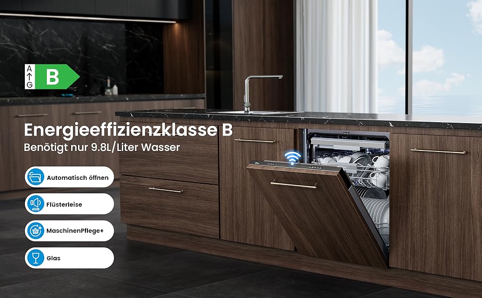 Посудомийна машина Midea SV 5.14K10C, 45 см, 10 комплектів, Inox, з Wi-Fi, 8 програм, 44 дБ, автоматичне відкриття дверцят, таймер затримки 0-24 години