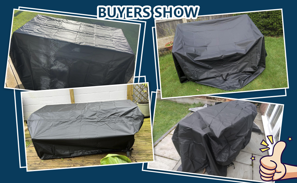 Захисний чохол для садово-патіо меблів, водовідштовхувальний, 420D Oxford, анти-UV, для столів та інших меблів, чорний, 150x90x75 см