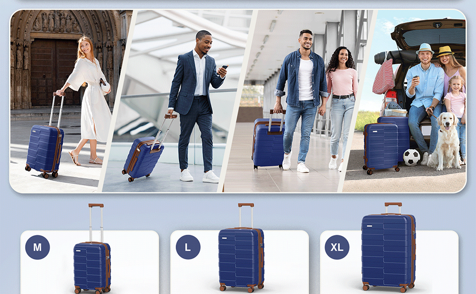 Набір дорожніх валіз Hartschale з полікарбонату (3 шт), розширюваний тролей з колесами та TSA замком, класичний синій