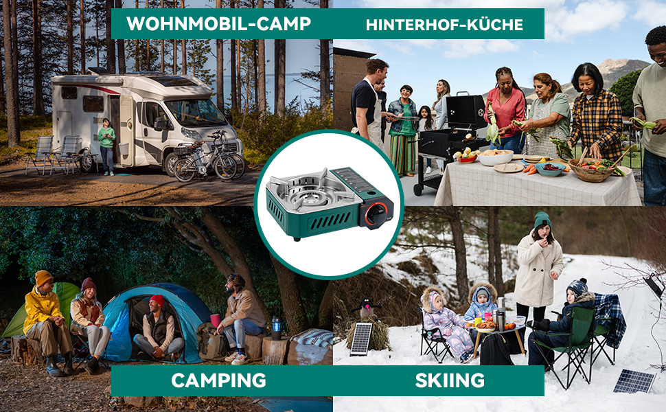 Портативний газовий набір для кемпінгу Onlyfire Klein з кейсом, 2000W, Piezo-запалювання, для походів та подорожей на автодомі, зелений