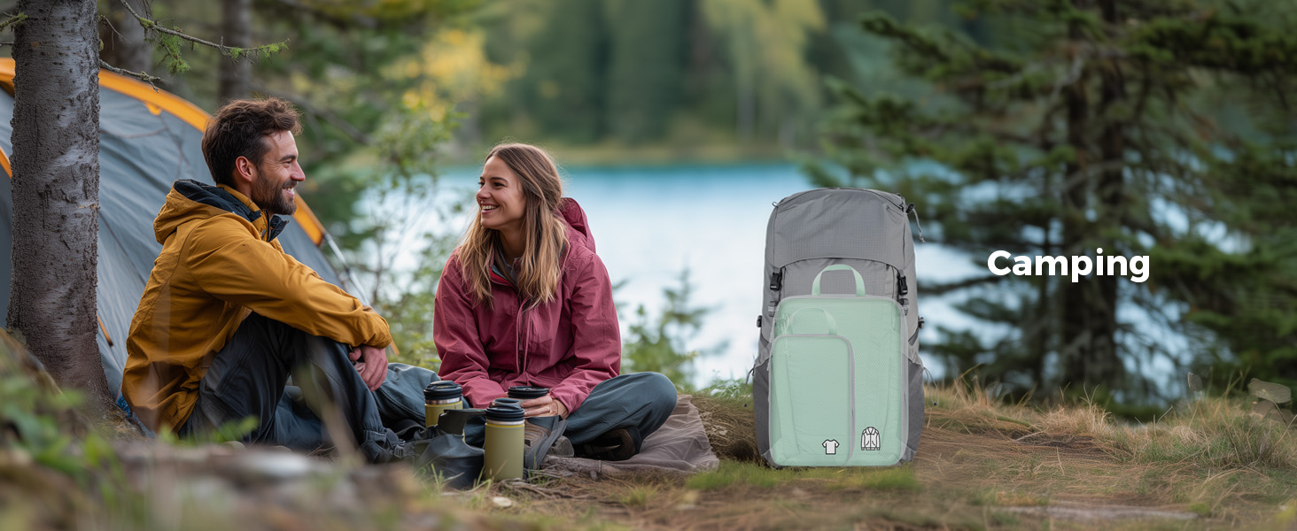 Набір органайзерів для подорожей у валізу з компресією, 8 водонепроникних пакувальних кубів для ручної поклажі та рюкзака, зелений колір