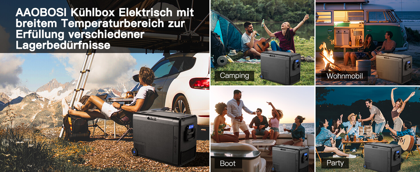 Автомобільний компресорний холодильник AAOBOSI 58L (-20°C/+20°C) з USB, 12/24V/230V для авто, вантажівок, човнів, кемпінгу та риболовлі, чорний