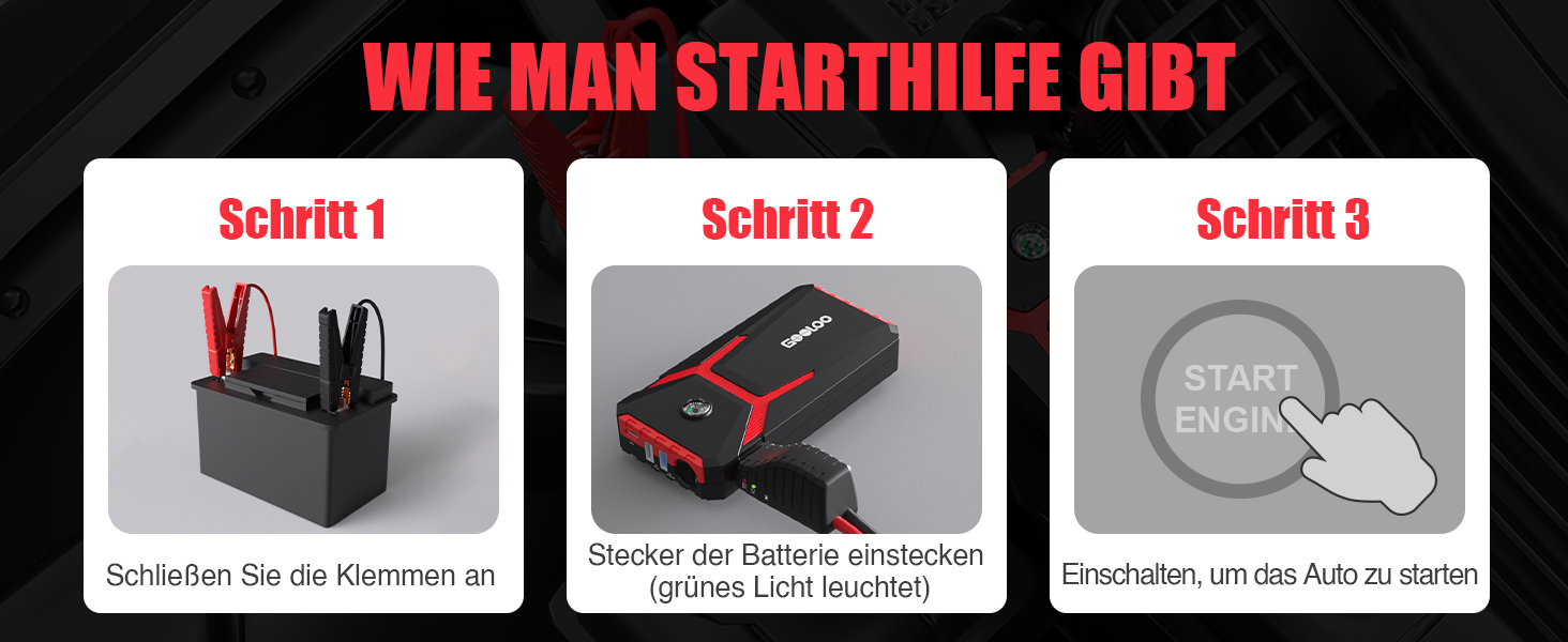 Пусковий пристрій GOOLOO A3 Jump Starter 1500A з компресором 150PSI та функцією Powerbank