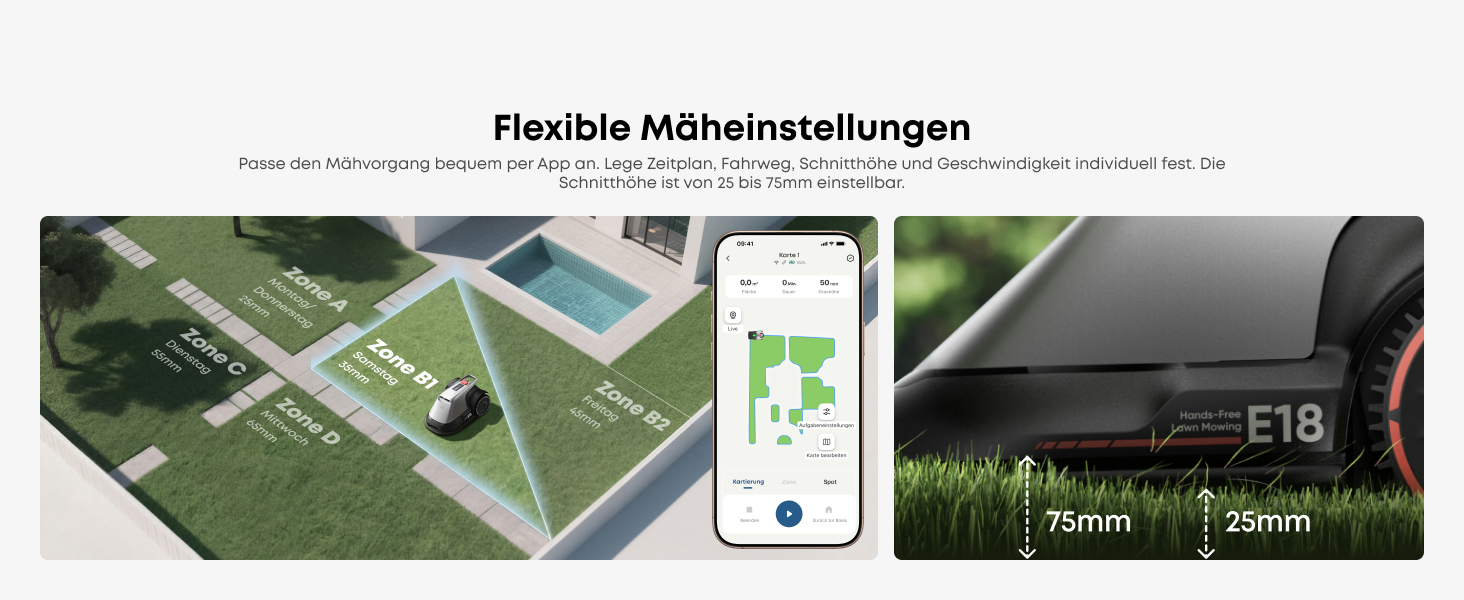 Робот-газонокосилка Eufy E15 без дроту, для саду до 800 м², TrueVision, Smart-навігація, уникнення перешкод, керування через додаток