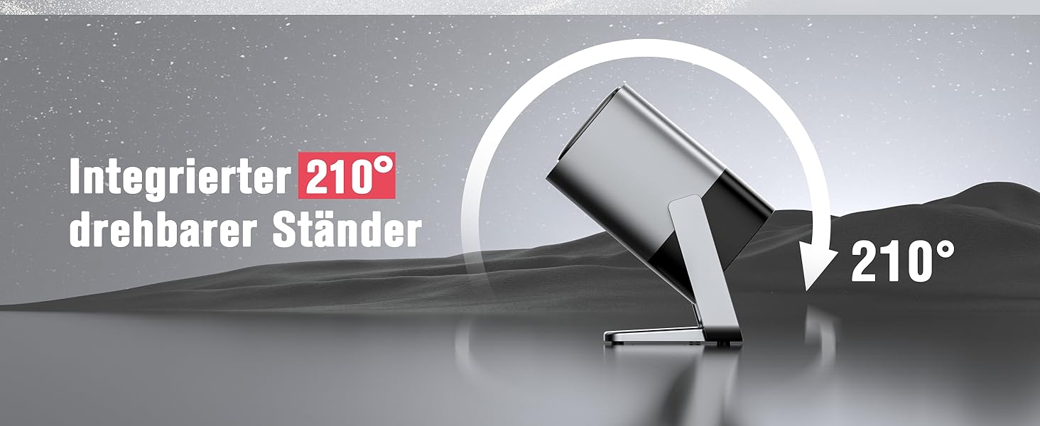 Mini проєктор 1080P з WiFi, Bluetooth, Dolby Audio та автофокусом, XuanPad, 210° обертання, фільтр пилу та система охолодження