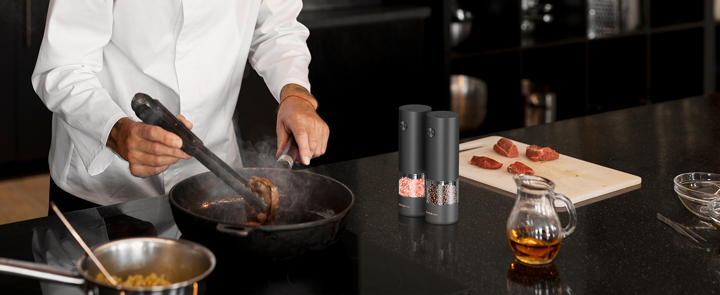 Набір електричних млинків для солі та перцю SIMPLETASTE, USB-аккумуляторні з керамічним механізмом, 2 шт
