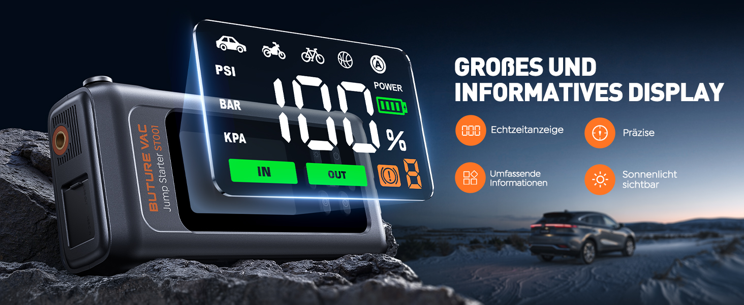 Портативний пусковий пристрій 5000A з компресором 150PSI, 12V, для автомобілів, з ліхтариком, рукавичками