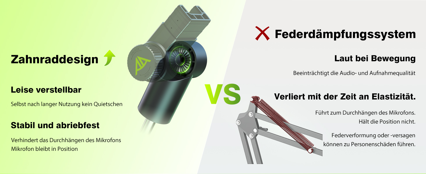 Низькопрофільний пантограф для мікрофона Gear-Lock (сріблястий, хром), стійка-тримач на стіл до 3 кг, сумісна з Shure SM7B, MV7+, висота 950 мм