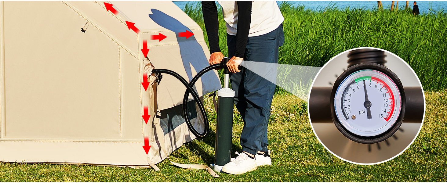 Надувний намет для кемпінгу Oxford 4-6 осіб, водонепроникний, Air Glamping - швидкозбірний намет для відпочинку на природі