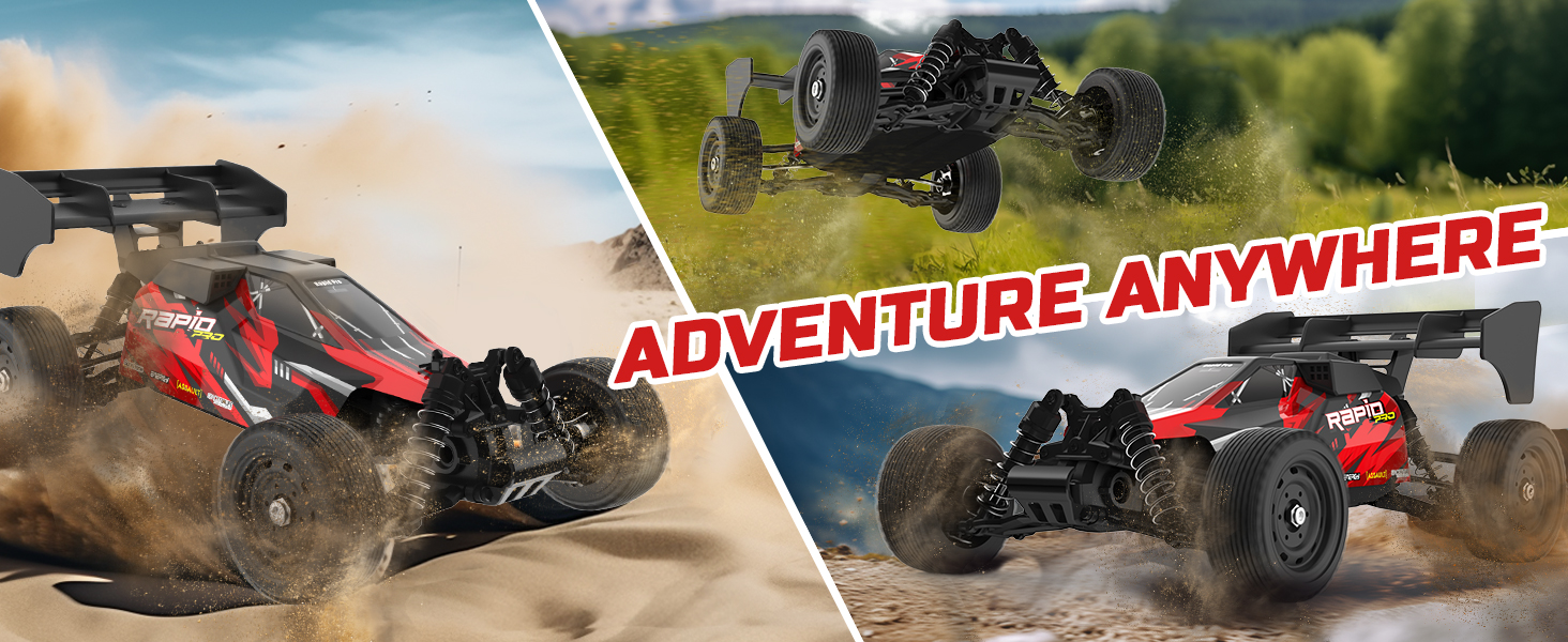 Радіокерований позашляховик DEERC 9205E 1:10 48 км/год 4WD Monstertruck з 2 акумуляторами, 2.4GHz, для дітей та дорослих