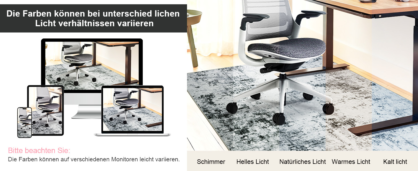 Килимок під стілець для твердої підлоги: захист від подряпин, антиковзання, 120x150 см, чорно-сірий