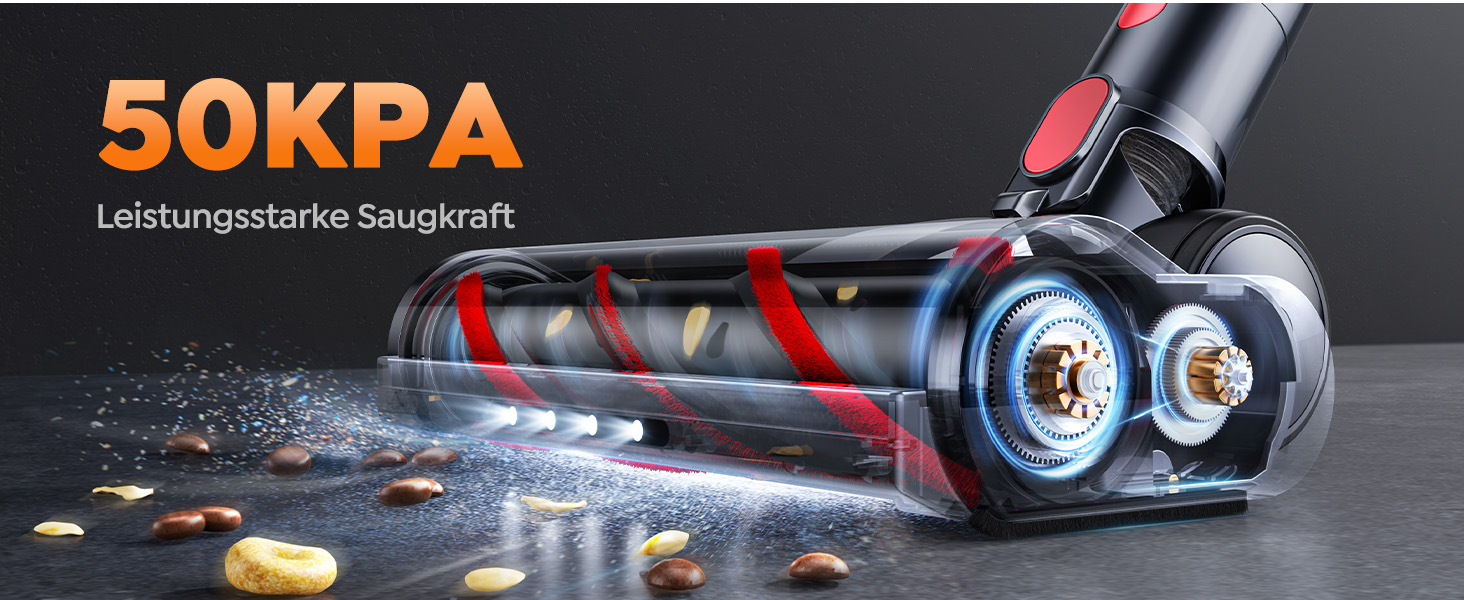 Акумуляторний пилосос SMOTURE 600W 50000Pa, бездротовий з міні-електрощіткою, для шерсті тварин, килимів, підлоги та авто - 65 хв роботи, сенсорний екран, функція ароматизації