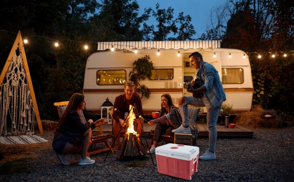 Автомобільний холодильник Arebos 40 л з функцією охолодження та підігріву, 12/230V, червоний