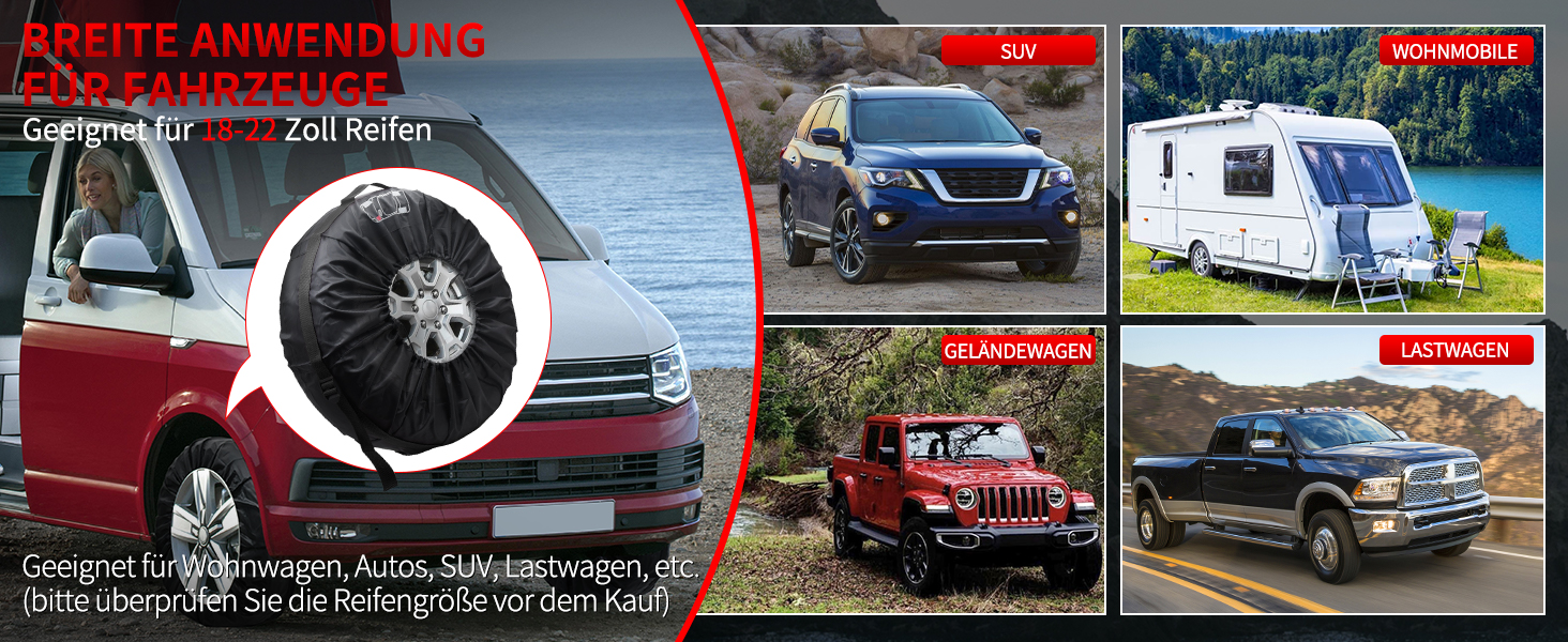 Набір чохлів для шин Geloo 18-22 дюйми (4 шт.) - Водонепроникні, пилонепроникні, чорні