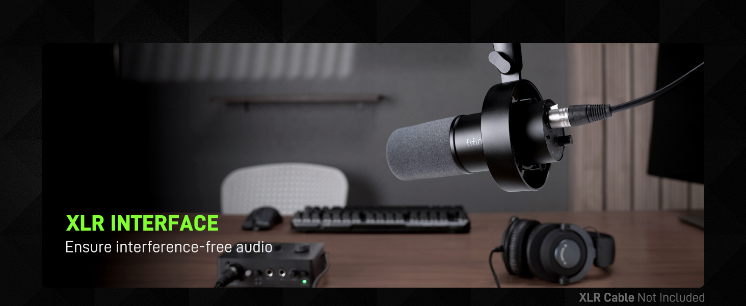FIFINE K688 - Студійний мікрофон XLR/USB для запису, подкастів, вокалу та стрімінгу. Чорний мікрофон з навушником 3.5 мм, кнопкою мовлення та металевим корпусом
