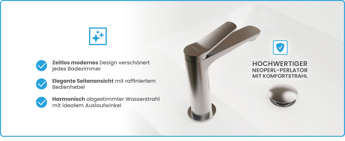 Змішувач для умивальника Bächlein Aldeya чорний матовий, з монтажним комплектом, для накладних умивальників