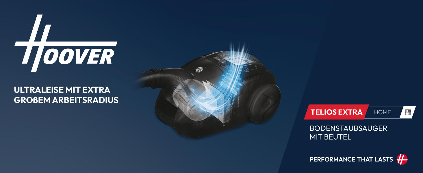 Пылесос Hoover HE2 Kompakter: Мощний пилосос з мішком для твердих підлог та килимів, фільтр EPA, 3,5 л контейнер для пилу, аксесуари, 850 Вт, радіус дії 10 м [HE2Z10A]