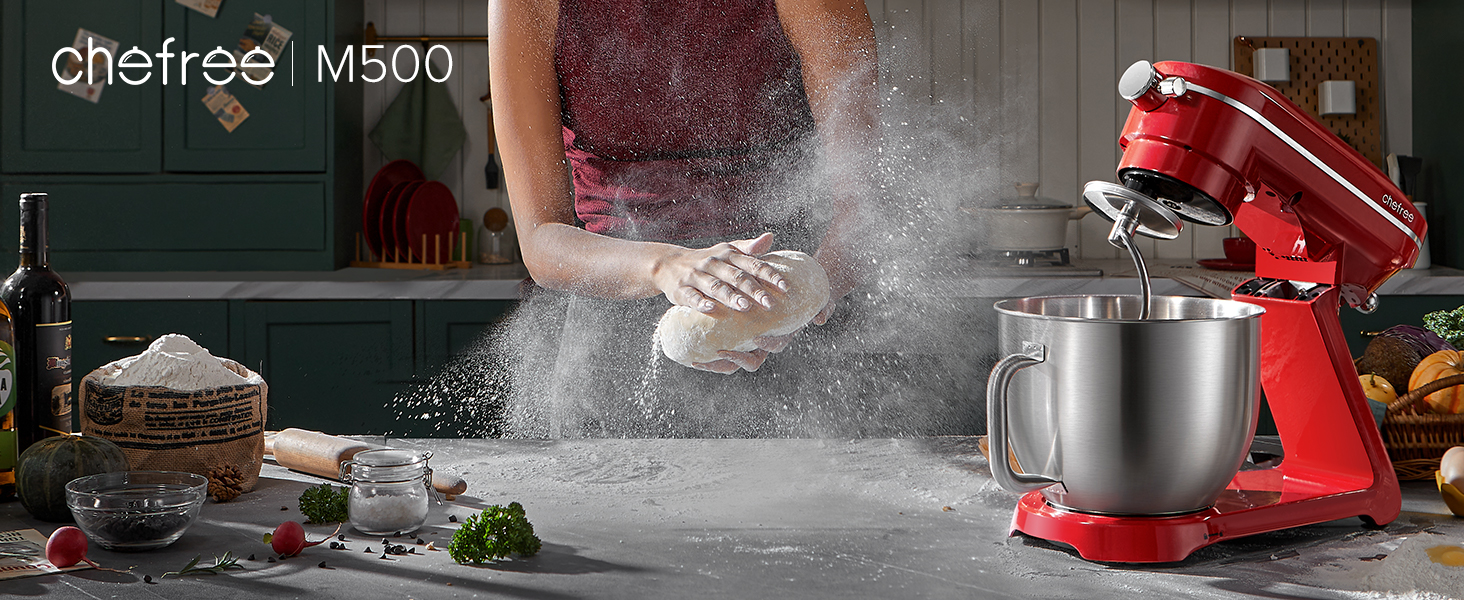 Кухонна машина Chefree M500 Profi: планетарний міксер 7л, 1800W, LED-дисплей, 10 швидкостей, 3 насадки (міксер, віночок, гак)