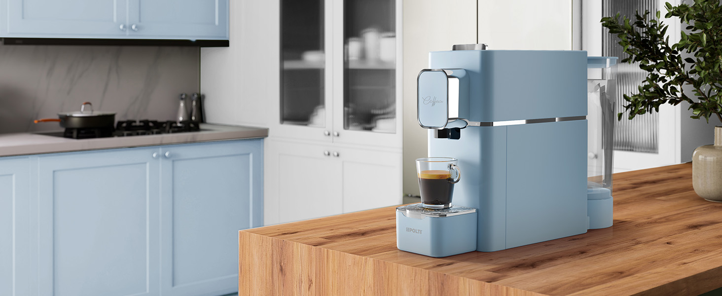 POLTI Coffea S15W: Еспресо-машина з сумісністю з E.S.E. Pads 44 мм, об'єм бака 0,85 л, тиск помпи 19 Bar, білий (світло-блакитний) колір
