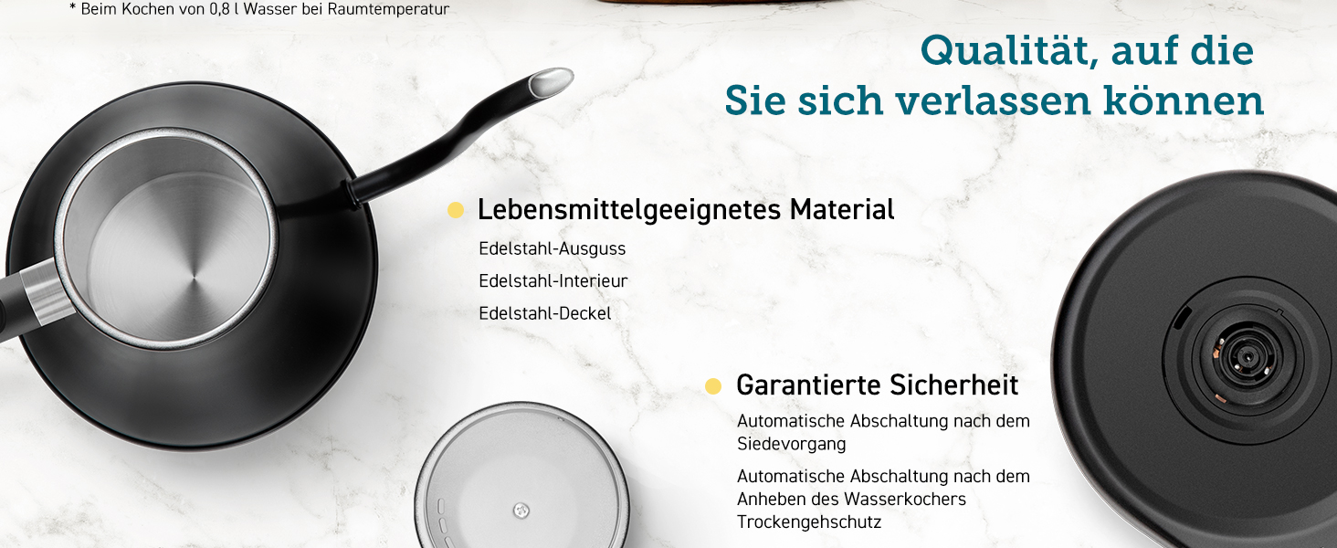 Електричний чайник Cosori з лебединим носиком, 0.8 л, регулювання температури, чорний