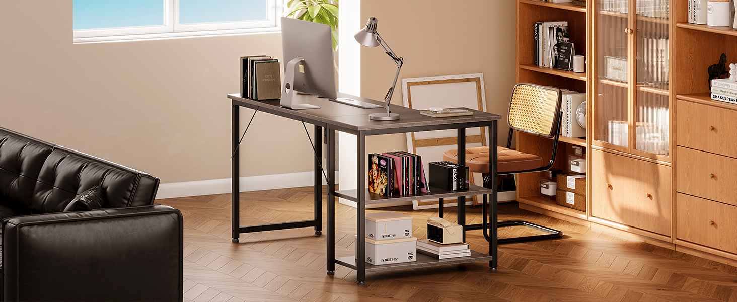 Комп'ютерний стіл Coleshome для геймінгу, кутовий, з обертовим ящиком, 120x70 см (сірий)