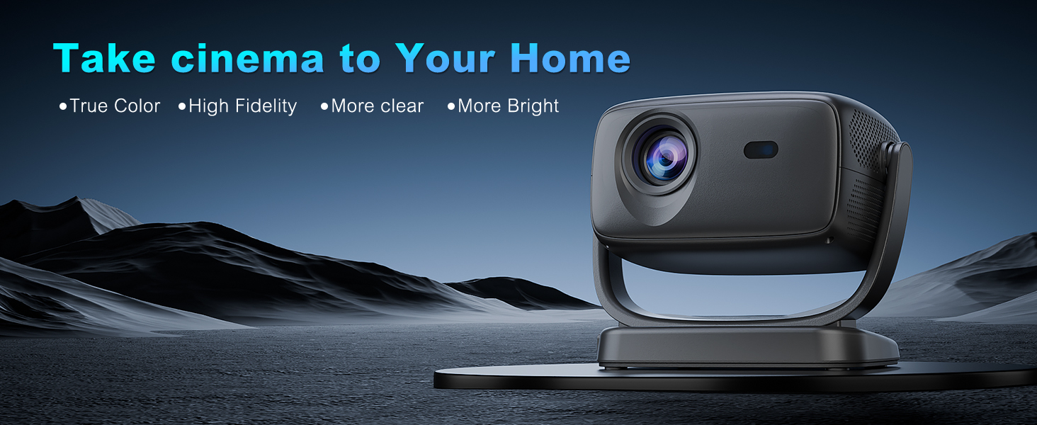 Проектор Smart Beamer WiFi для домашнього кінотеатру: 16000 Люмен, Full HD, електричний фокус, 200 дюймів, Bluetooth, сумісний з iOS/Android/Fire Stick/Laptop/PS5 (4K проектор з поворотним кріпленням)