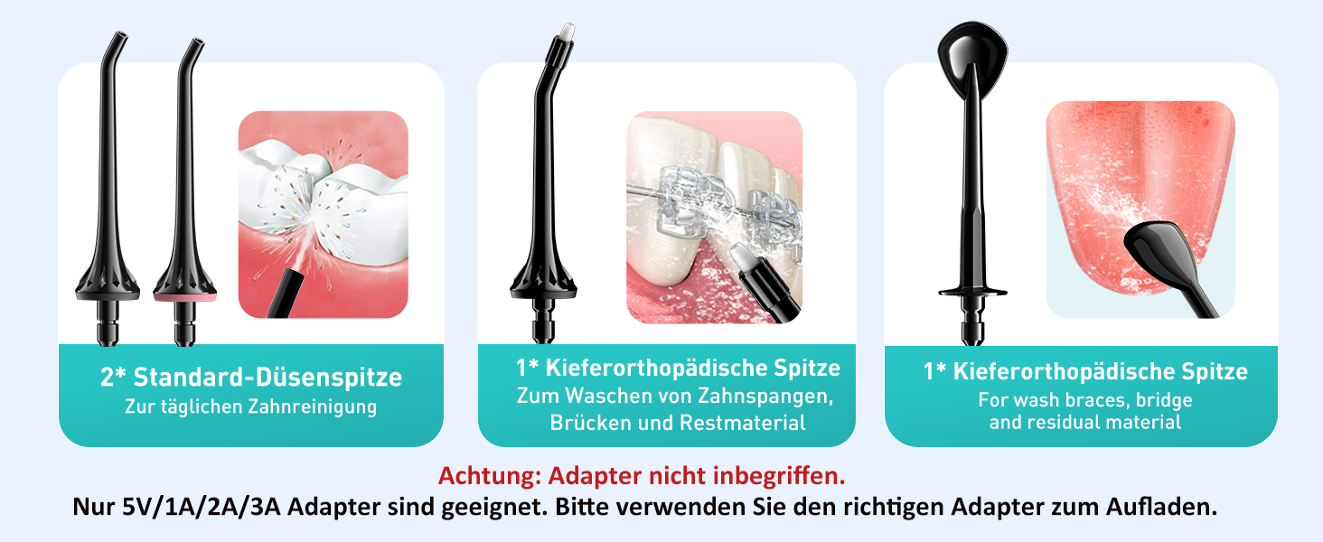 COSLUS Бездротовий електричний іригатор для порожнини рота: 4 режими, портативний, бак 300 мл, з очищувачем язика, для догляду за зубами та подорожей (світло-зелений/світло-чорний)