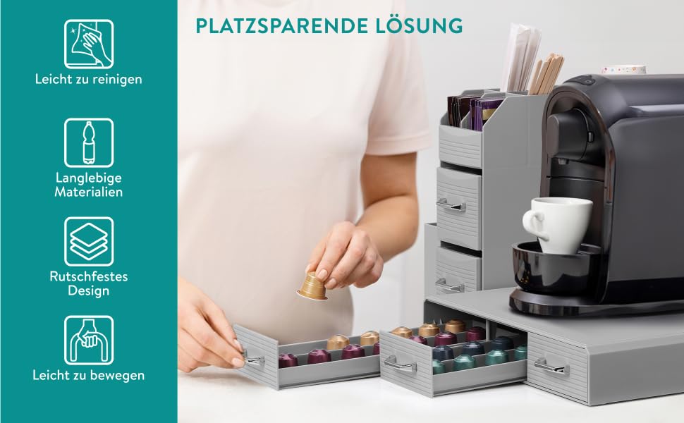 Тримач для капсул кави Navaris - органайзер для Nespresso капсул - контейнер для капсул різних розмірів - сірий