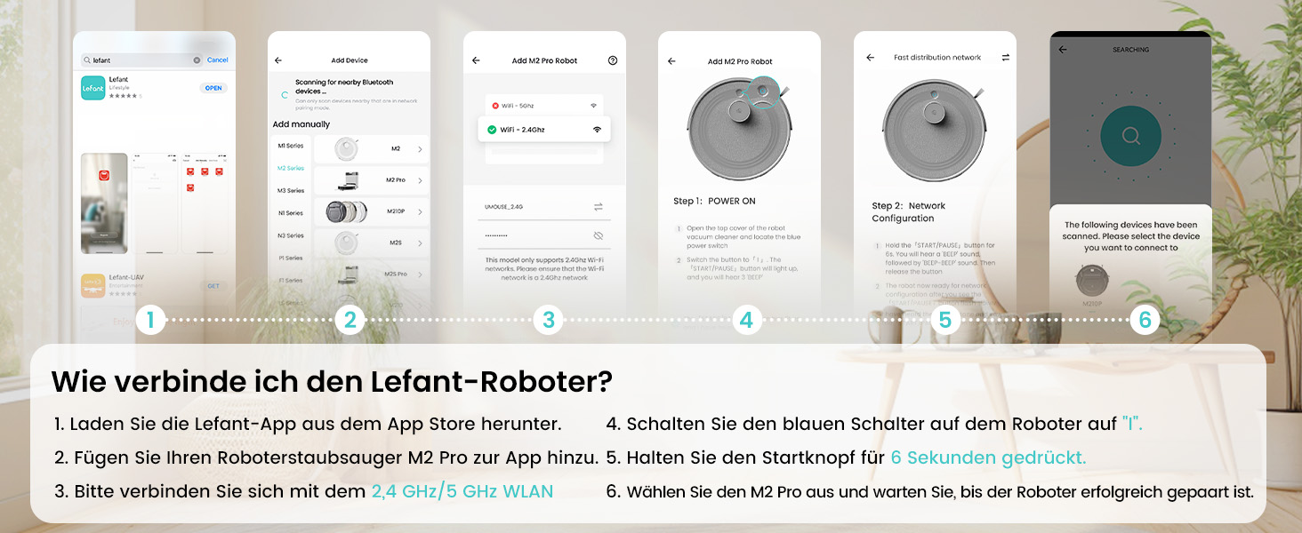 Робот-пилосос LEFANT M2 Pro Mondgrau з функцією миття, 5000Pa, LiDAR, 150 хв, розпізнавання килима, керування через додаток/голос, для видалення шерсті тварин, чорний