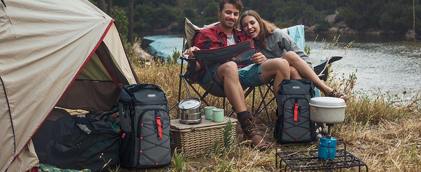 Рюкзак-холодильник Overmont 30L - ізольована сумка-холодильник для пікніків, кемпінгу, пляжу. Чорний