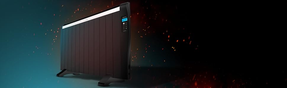 Конвектор Cecotec ReadyWarm 2500 Thermal - 1800 Вт, алюміній, LCD, 3 режими, таймер, Slim, захист Overprotect, білий (12 елементів, чорний)