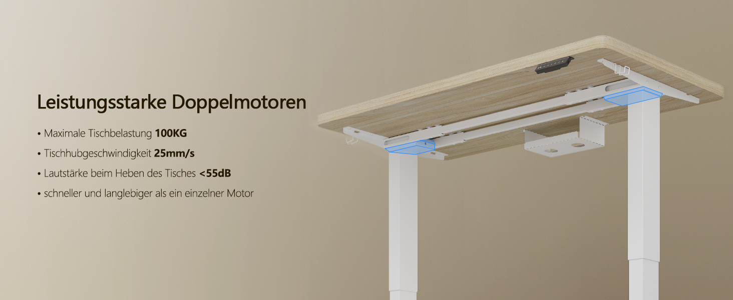 Регульований стіл, 160x80 см, електричний стоячий стіл з подвійним мотором, сенсорна панель, USB-A, кабелеуправління, стільниця 25 мм, ергономічний офісний стіл, білий