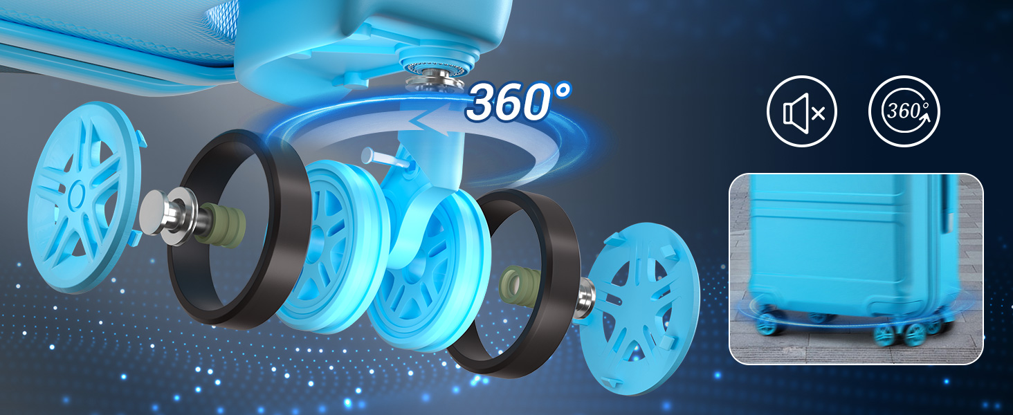 KONO Валіза-Тролей, 65 см, Блакитна - Валіза для подорожей