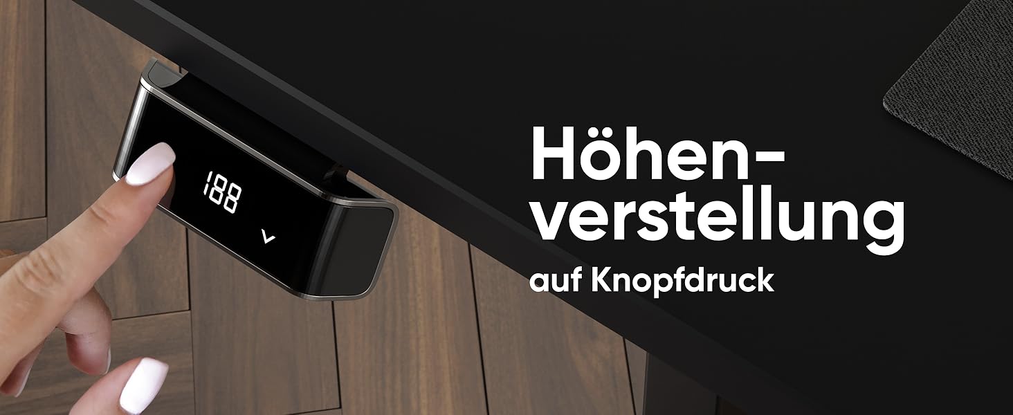 Електричний регульований стіл ONKRON WDF221E-B: чорне металеве підстав'я, для стільниць 120-170 см, до 70 кг