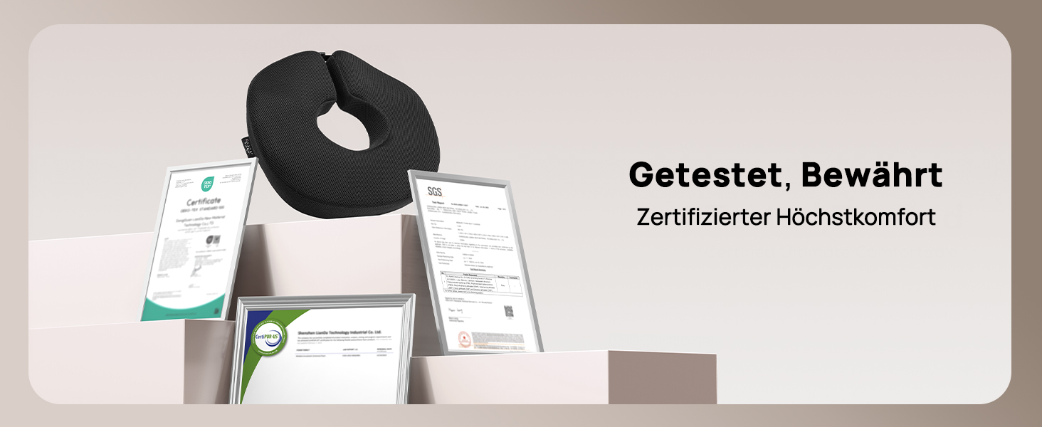 Ортопедична подушка-кільце Feagar: регульований ергономічний подушка-пончик для копчика, геморою та післяпологового відновлення, підходить для авто, офісного крісла та візка, чорна, великий розмір (90-140 кг)
