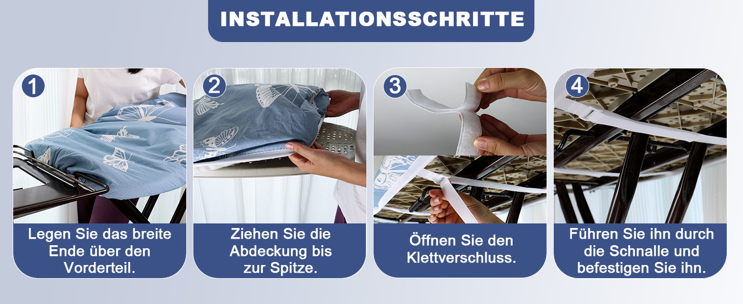 Чохол для прасувальної дошки з товстою підкладкою 120x40, 120x45, 125x45, з еластичною стрічкою по краю, липучками, підходить для прасувальних столів, ідеальний для парогенераторів