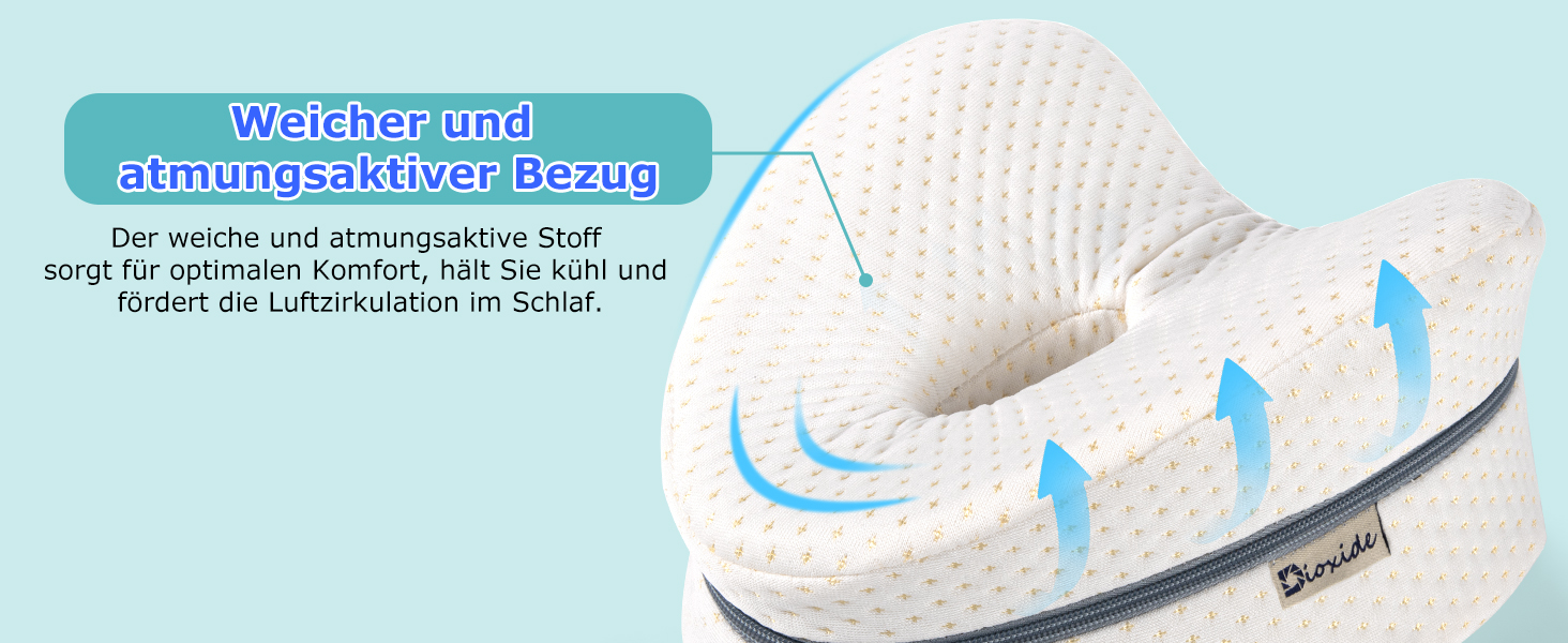 Подушка для ніг та стегон Dioxide для тих, хто спить на боці, з memory foam. Підтримка ніг, колін, стегон, спини та для вагітних. Білий колір.