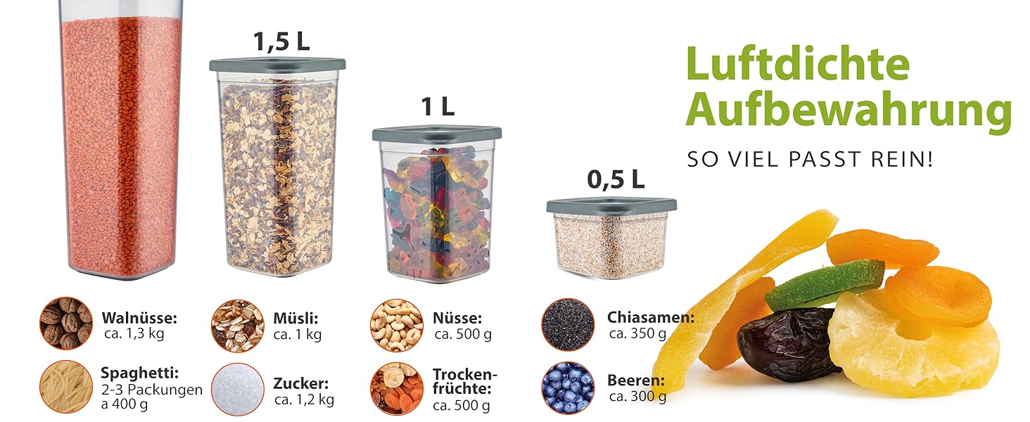 Набір контейнерів для зберігання продуктів [12 шт] антрацит - стекові та економні для кухні. Герметичні скляні банки для борошна, контейнери для їжі, 12 шт.
