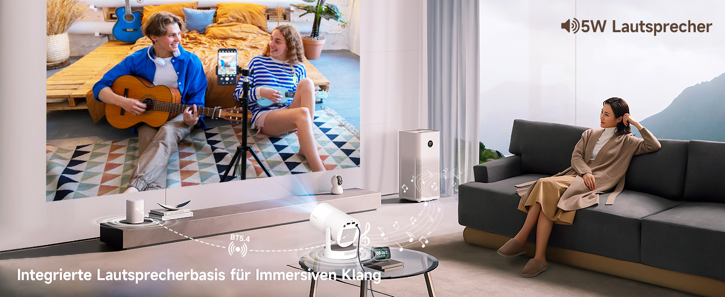 Міні проєктор Beamer 4K Android 11 Smart з автофокусом, WiFi 6, BT 5.0, Full HD 1080P, 260 ANSI, корекція трапецеїдальних спотворень, 5W динамік