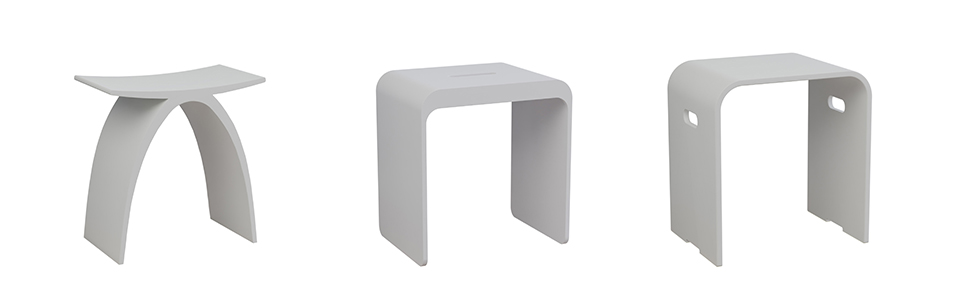 Стілець для ванної кімнати Bernstein Badhocker PB4001 з мінерального каменю, білий матовий, 43 x 43 x 23,5 см, водонепроникний, антиковзкий, без запаху, універсальний для сидіння та зберігання