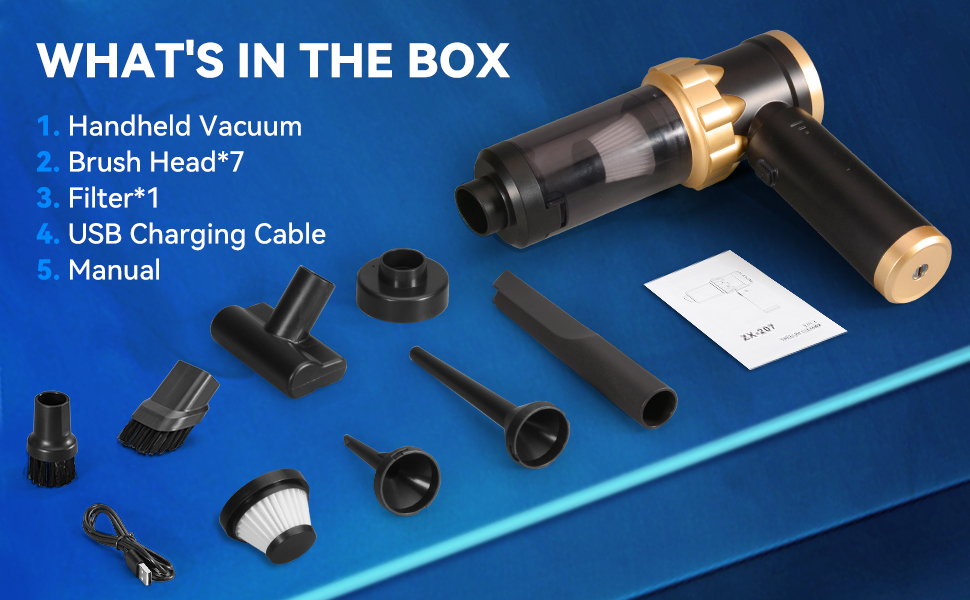 Акумуляторний ручний пилосос Handstaubsauger 26000Па, бездротовий автомобільний міні-пилосос 4-в-1 з безщітковим двигуном, 3 режими потужності для дому, авто та шерсті тварин, чорний